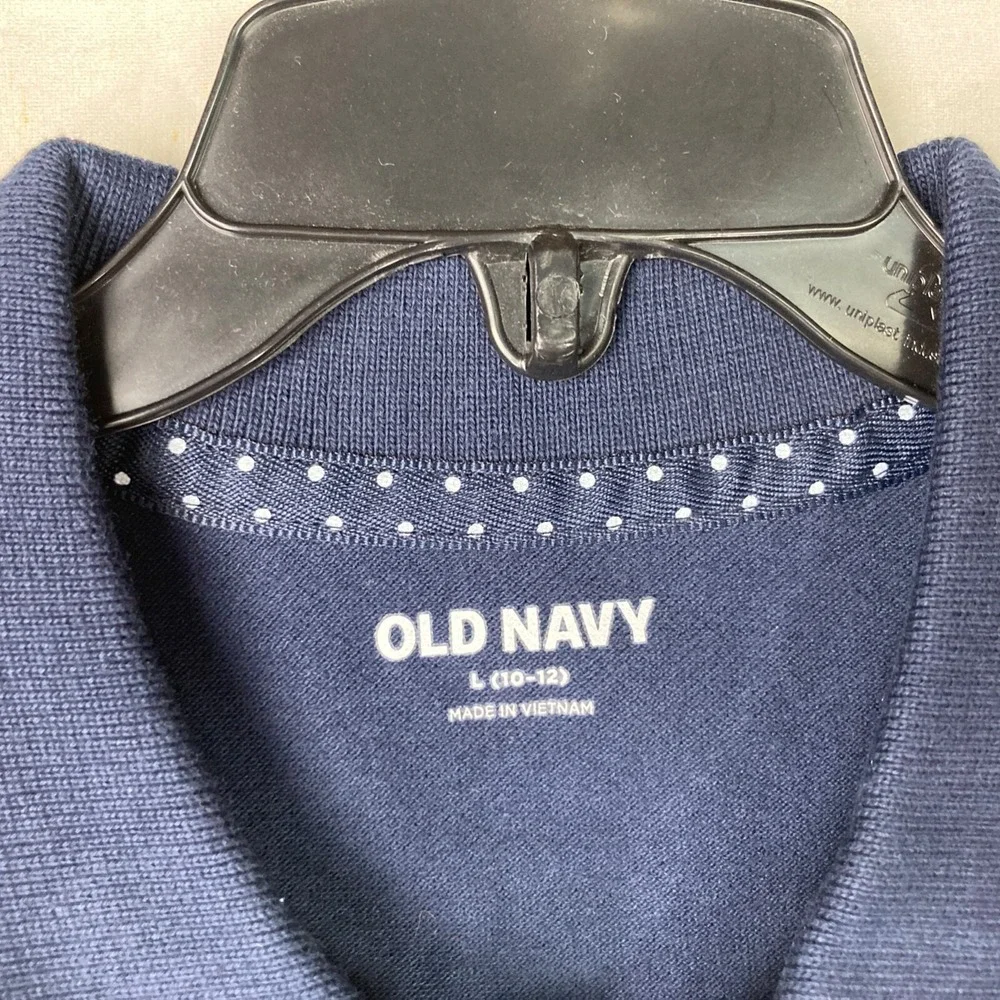 Old Navy Top Girl L Blue Cotton Pique Polo T-Shirt School Uniform Short Sleeve